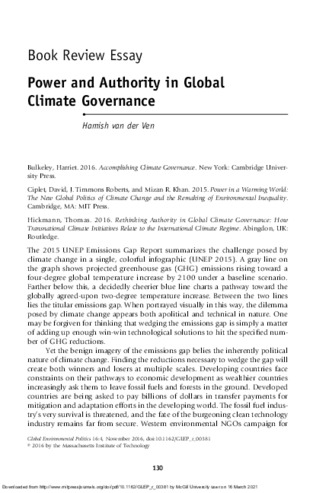 Power and Authority in Global Climate Governance thumbnail