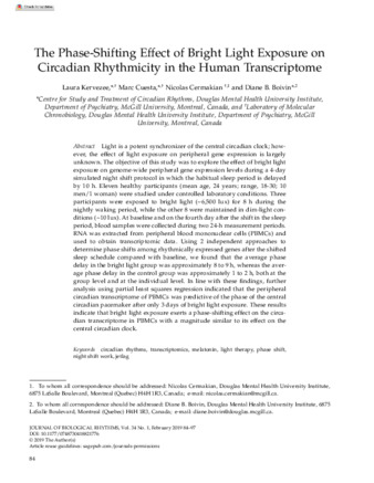 The phase-shifting effect of bright light exposure on circadian rhythmicity thumbnail