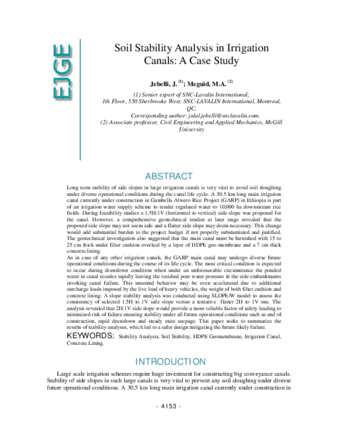 Slope stability analysis in irrigation canals- a case study thumbnail