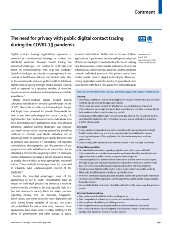 The need for privacy with public digital contact tracing during the COVID-19 pandemic thumbnail