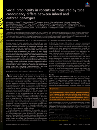 Social propinquity in rodents as measured by tube cooccupancy differs between inbred and outbred genotypes thumbnail