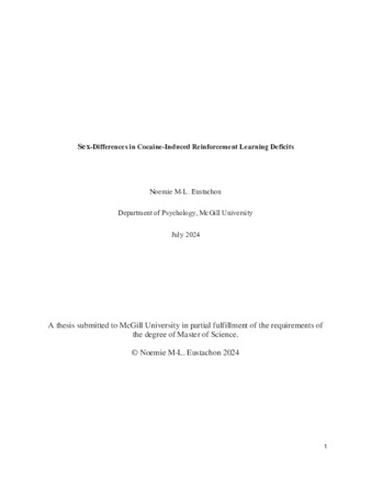 Sex Differences in Chronic Cocaine Induced Reinforcement Learning Deficits. thumbnail