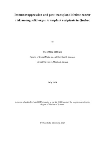Immunosuppression and post-transplant lifetime cancer risk among solid organ transplant recipients in Quebec thumbnail