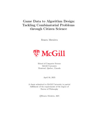 Game Data to Algorithm Design: Tackling Combinatorial Problems through Citizen Science thumbnail