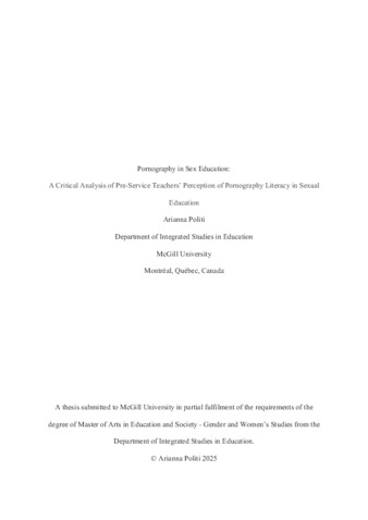 Pornography in sex education: A critical analysis of pre-service teachers’ perception of pornography literacy in sexual education thumbnail