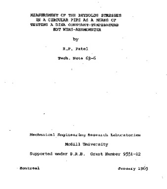 Measurements of the Reynolds stresses in a circular pipe as a means of testing a DISA constant-temperature hot wire-anemometer thumbnail