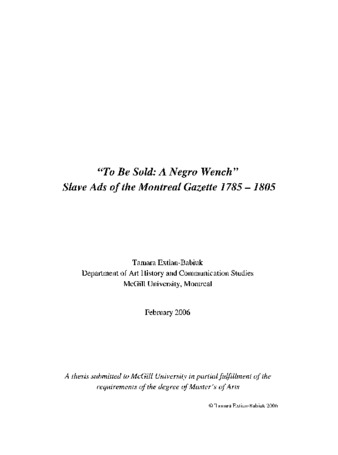 "To be sold, a Negro wench" : slave ads of the Montreal Gazette, 1785-1805 thumbnail