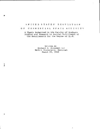 United States' regulation of commercial space activity thumbnail