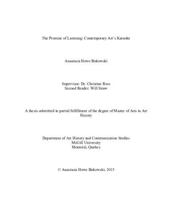 The promise of listening: contemporary art's karaoke thumbnail