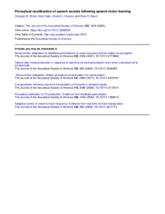 Perceptual recalibration of speech sounds following speech motor learning thumbnail