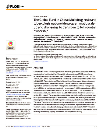 The Global Fund in China: Multidrug-resistant tuberculosis nationwide programmatic scale-up and challenges to transition to full country ownership thumbnail