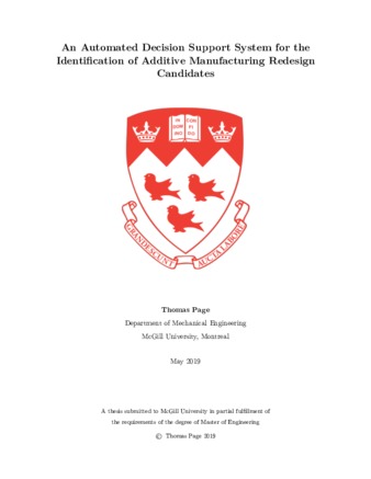 An automated decision support system for the identification of additive manufacturing redesign candidates thumbnail