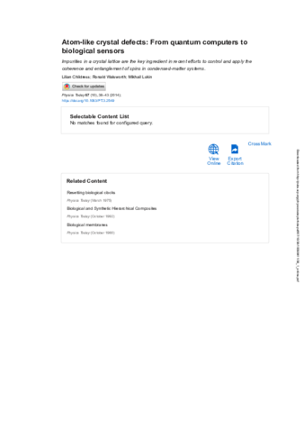 Atom-like defects: from quantum computers to biological sensors thumbnail