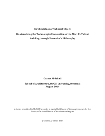 Burj Khalifa as a technical object: re-visualizing the technological innovation of the world’s tallest building through Simondon’s Philosophy thumbnail
