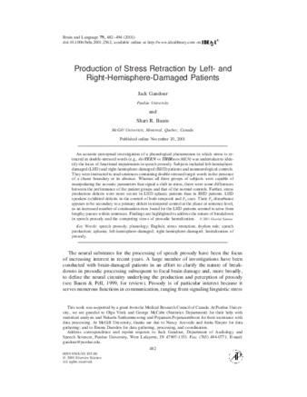 Production of Stress Retraction by Left- and Right-Hemisphere-Damaged Patients thumbnail