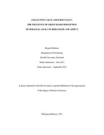 Collective value and expectancy: the influence of group-based perception of personal goals on behaviour and affect thumbnail