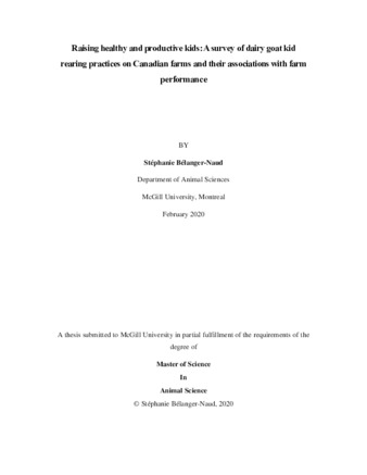 Raising healthy and productive kids: A survey of dairy goat kid rearing practices on Canadian farms and their associations with farm performance thumbnail