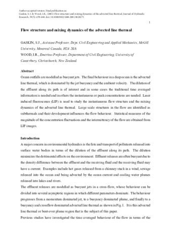 Flow structure and mixing dynamics of the advected line thermal thumbnail