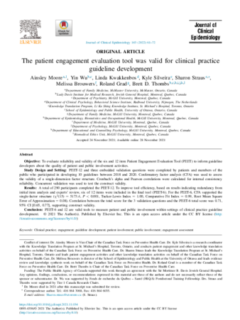  The patient engagement evaluation tool was valid for clinical practice guideline development thumbnail