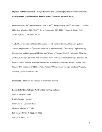 Physical and occupational therapy referral and use among systemic sclerosis patients with impaired hand function: results from a Canadian national survey thumbnail