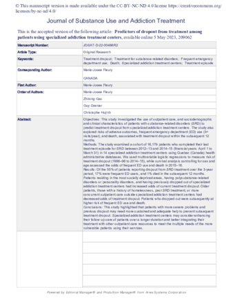 Determinants of emergency department use and hospitalization among people who inject drugs: A systematic review and meta-analysis  thumbnail