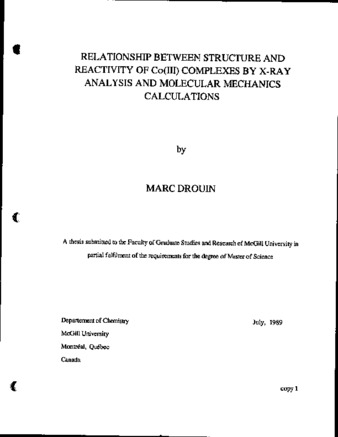 Relationship between structure and reactivity of Co(III) complexes by X-ray analysis and molecular mechanics calculations thumbnail