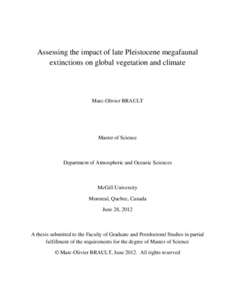 Asessing the impacts of late Pleistocene megafaunal extinctions on global vegetation and climate thumbnail