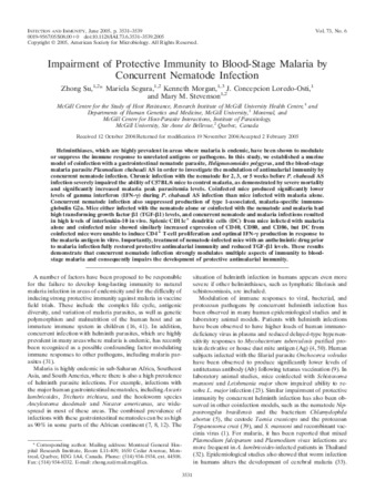 Impairment of protective immunity to blood-stage malaria by concurrent nematode infection thumbnail