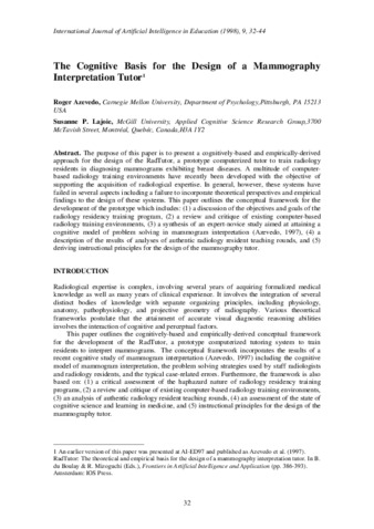 The cognitive basis for the design of a mammography interpretation tutor thumbnail