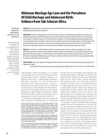 Minimum Marriage Age Laws and the Prevalence Of Child Marriage and Adolescent Birth: Evidence from Sub-Saharan Africa thumbnail