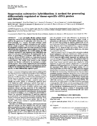 Suppression subtractive hybridization: a method for generating differentially regulated or tissue-specific cDNA probes and libraries thumbnail