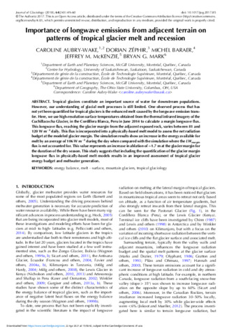 Importance of longwave emissions from adjacent terrain on patterns of tropical glacier melt and recession thumbnail