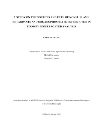 A Study on the Sources and Fate of Novel Flame Retardants and Organophosphate Esters (OPEs) in Food by Non-Targeted Analysis thumbnail
