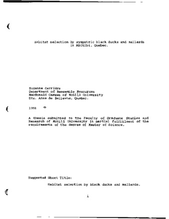 Habitat selection by sympatric black ducks and mallards in Abitibi, Quebec thumbnail