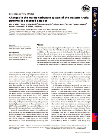 Changes in the marine carbonate system of the Western Arctic: Patters in a rescued data set thumbnail