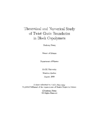 Theoretical and numerical study of twist grain boundaries in block copolymers thumbnail