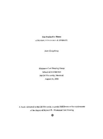 The productive house : autonomy, integration & diversity thumbnail