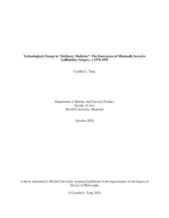 Technological change in “ordinary medicine”: the emergence of minimally invasive gallbladder surgery, c. 1970-1992 thumbnail