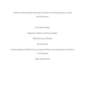 Another one bites the [sands of the arena]: An analysis of the Roman munera in a Gallic provincial context thumbnail