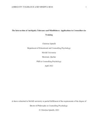 The intersection of ambiguity tolerance and mindfulness: Applications to counsellors-in-training thumbnail