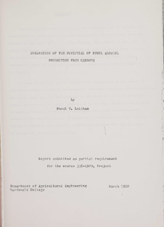 Evaluation of the Potential of Ethyl Alcohol Production From Carrots thumbnail