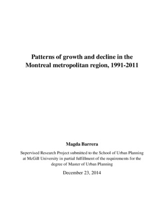 Patterns of growth and decline in the Montreal metropolitan region, 1991-2011 thumbnail