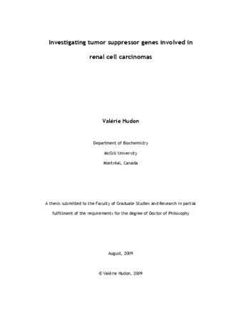 Investigating tumor suppressor genes involved in renal cell carcinomas thumbnail