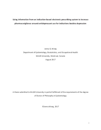 Using information from an indication-based electronic prescribing system to increase pharmacovigilance around antidepressant use for indications besides depression thumbnail