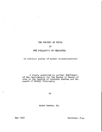 The concept of truth in the philosophy of Descartes. thumbnail