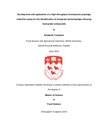 Development and application of a high-throughput luminescent prophage induction assay for the identification of temperate bacteriophage-inducing food-grade compounds thumbnail