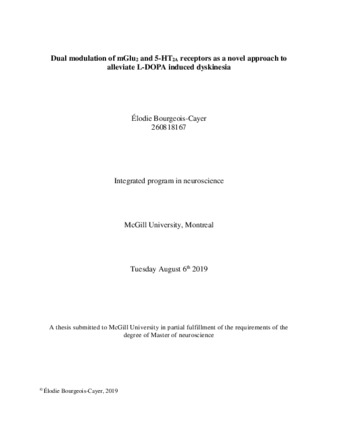 Dual modulation of mGlu2 and 5-HT2A receptors as a novel approach to alleviate L-DOPA induced dyskinesia thumbnail