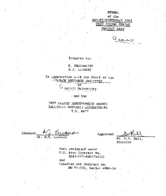 Report on the August/September 1965 test firing series Project HARP thumbnail