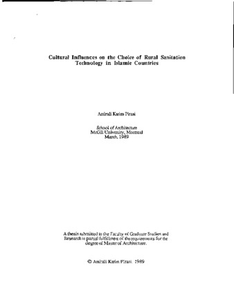 Cultural influences on the choice of rural sanitation technology in Islamic Countries thumbnail