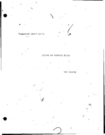 Chemical, physical, physiological and agronomic aspects of soil acidity and liming of 10 organic soils from South-West Quebec. thumbnail